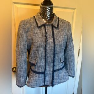 Stunning Ivanka Trump Navy-Trim, Navy & White Bouclé Blazer